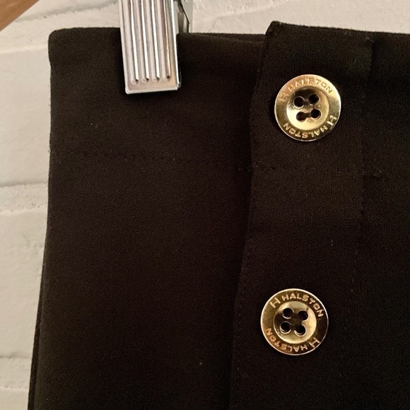 H by Halston Dress Pants Crop wide leg Black High rise Gold buttons Military XS - Picture 5 of 12